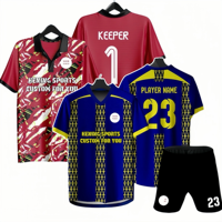 Maillot de football personnalisé bleu marine rétro, personnalisable, vintage, qualité originale, uniformes d'arbitre, kits pour hommes et enfants, 1688.Com, vêtements de football
