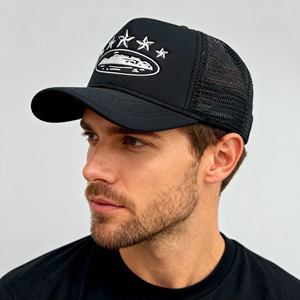 Casquette de baseball 5 panneaux de haute qualité, style mode, avec corde, casquette trucker, broderie étoile, casquette en maille - Product Image 1