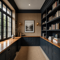 Système de meubles intégrés pour bureau à domicile sur mesure, bibliothèque intégrée, étagère murale avec comptoir en bois