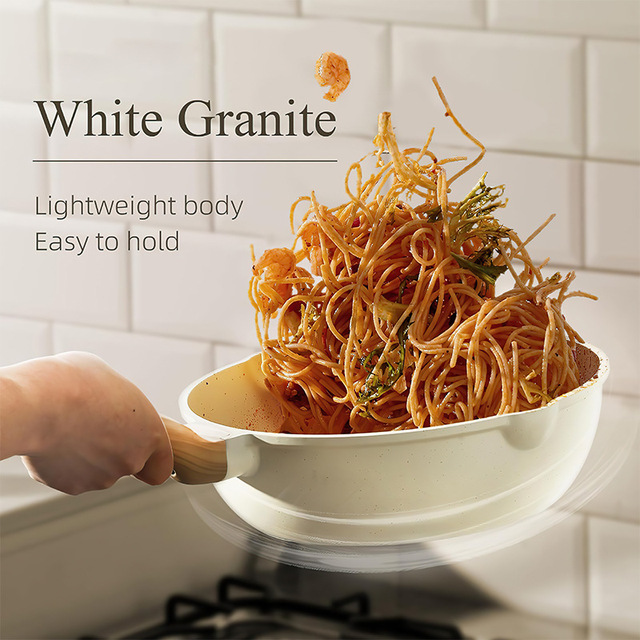 Modern 11-Piece Granite Maifan Stone Cookware Set Square Non-Stick Frying Pan Soup Pot Glass Induction Cooker Gas Kitchen