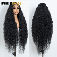 Wig Sintetis Rebecca Lace Front untuk Wanita, Wig Keriting Panjang 42 inci, Wig Deep Part, Wig Transparan Hitam Ginger untuk Cosplay, Pengiriman Lokal AS