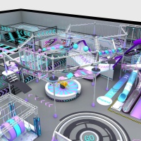 Equipo de Parque Temático Interior de 2300 m² con Tobogán Espiral Futurista, Trampolín, Torre de Escalada y Circuito Ninja para Centros Comerciales