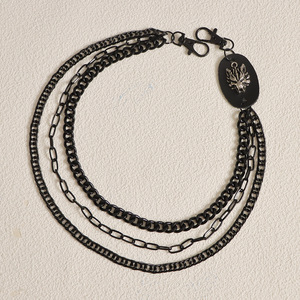 โซ่คาดเอวเดนิมสำหรับผู้ชายและผู้หญิง สีดำ หลายชั้น ลายหัวเสือดาว โลหะผสมสังกะสี สไตล์ฮิปฮอป สตรีทแดนซ์ เครื่องประดับแฟชั่น - Product Image 4