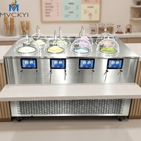 Mvckyi Continue Gelatomachine met instelbare overproductie, Italiaanse harde ijsmachine, verticale batchvriezer, 8 cilinders