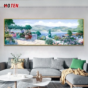 Dipinta A mano di pittura a olio Romantico Mediterraneo Americano Moderno soggiorno divano sfondo della parete tripla pittura - Product Image 5