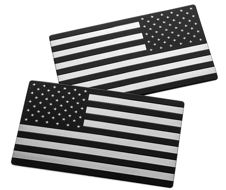 2 Pack American Flag 3D Emblem Decal for Trucks Chrome Metal USA Flag Aluminum Car Truck Decals