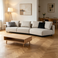 Ensemble de canapé-lit en cuir véritable durable avec rembourrage en éponge, forme carrée, design moderne, structure solide, conserve son aspect pendant des années