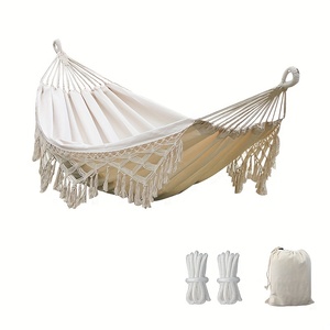 Macramé brasileño con flecos 2 personas doble Deluxe hamaca columpio Silla de red para playa, patio, dormitorio, patio, porche, interior, exterior