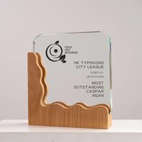 JN personnalisé conception gratuite logo cristal plaque en bois cristal pas cher souvenir trophée en bois