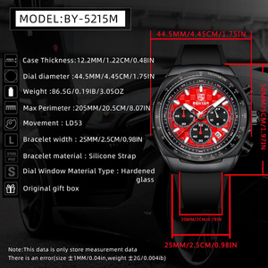 BENYAR 2025 nuovo orologio da uomo al quarzo impermeabile cinturino in Silicone Fashion Multi funzionale cronometraggio codice Business orologio da uomo + confezione regalo - Product Image 2