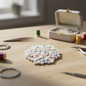 Perline a Cuore Bianche Ilan Abalorio Corazon 4x7mm per Creazione di Gioielli 17g - Product Image 2