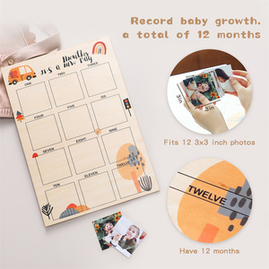 Cadre photo <span class=keywords><strong>en</strong></span> bois pour les étapes importantes du nouveau-né, affichage de photos de bébé, carte mensuelle commémorative de la croissance du nouveau-né - Vente chaude - Product Image 3