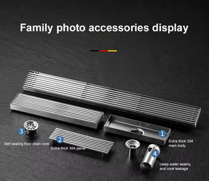 YOTO Modern Rectangle 304 Stainless Steel Floor <strong>Drain</strong> Linear <strong>Channel</strong> Strainer Tile Insert for Bathroom Kitchen - Product Image 6