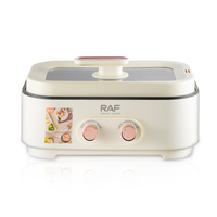 Olla Eléctrica Doble RAF R.5420 de 6L con Dos Compartimentos de 3L, 1000W de Potencia, Controles Independientes, Divisor de Sabores, Tapa de Vidrio, Cocina de Mesa