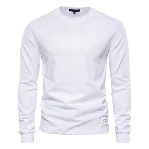 Herbst Herren Baumwoll-T-Shirt Lässiges Einfarbiges Langarm-Shirt mit Rundhalsausschnitt High-Street Basic Lockeres Herren-T-Shirt - Product Image 2