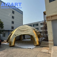 Tente araignée gonflable dorée métallique sur mesure, grande auvent gonflable pour la promotion d'événements et les expositions