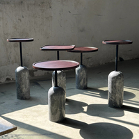 Petite table basse carrée ronde en bois massif de style italien personnalisée avec dessus en marbre