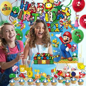 Banner de Fondo de <span class=keywords><strong>Mario</strong></span> para Cumpleaños Infantil, Adorno para Pastel, Globos, Suministros para Fiesta de Cumpleaños de <span class=keywords><strong>Mario</strong></span> <span class=keywords><strong>Bros</strong></span>, Recuerdos y Decoraciones K0113 - Product Image 4