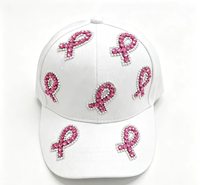 Casquette de baseball tendance pour femme avec plusieurs strass roses et ruban de sensibilisation, personnalisable multicolore