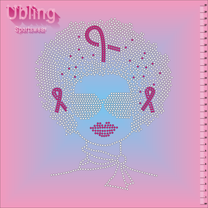 무료 샘플 블링 디자이너 핫픽스 라인 석 전송 디자인 핑크 리본 맞춤형 라인 석 모티프 티셔츠 - Product Image 4