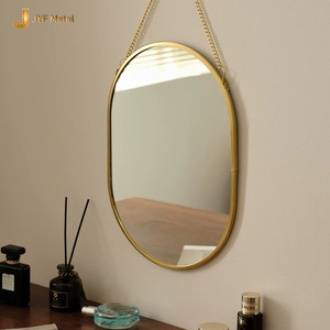 Espejo de Pared Moderno C414 de Acero Inoxidable de Lujo con Acabado en Latón Antiguo, Espejo Decorativo con Marco Dorado e Iluminación LED para Baño - Product Image 4