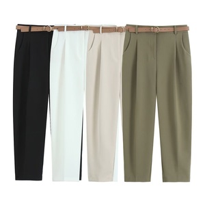 Nuovi <span class=keywords><strong>Pantaloni</strong></span> Casual da Donna Primavera 2026, Vita Media, in Poliestere, Eleganti e alla Moda <span class=keywords><strong>con</strong></span> <span class=keywords><strong>Cintura</strong></span>, Gamba Dritta - Product Image 5