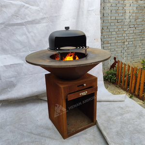 Four à pizza portable pour barbecue, double grande taille, en acier Corten, à fixer sur un réchaud de camping ou un four à bois, pour extérieur - Product Image 2