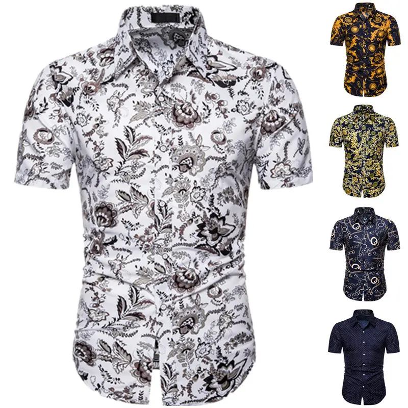 Camisas hawaianas de manga corta para hombre, camisas informales de verano con botones florales, Tropical, Aloha, venta al por mayor