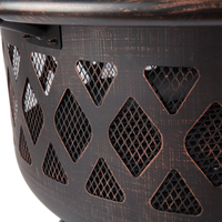 Brasero extérieur rond T1 de 32 pouces avec écran anti-étincelles, idéal pour patio et jardin, modèle Brunswick extra large
