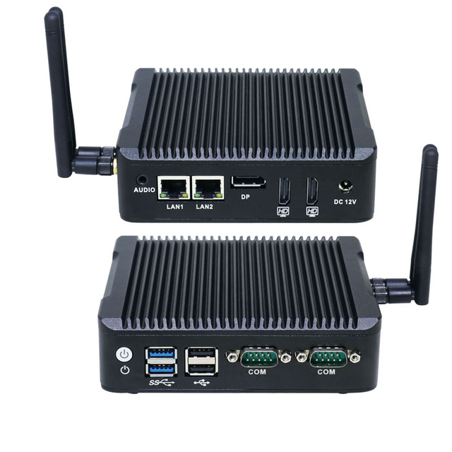 Industrial Mini PC with Fanless Design Support  Intel Celeron N3160 Quad Core 1.6Ghz