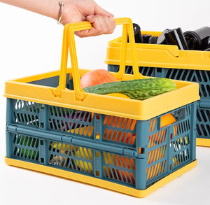 Boîte de rangement de luxe Panier avec poignée Panier d'épicerie Panier de rangement pliable en plastique - Product Image 1