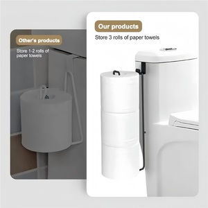 Perforated Wall-mounted Zinc Alloy Modern Bathroom Organizer <b>Tissue</b> Rack Cabinet Door Hanging Roll <b>Paper</b> Storage Cling Film Rack - Product Image 1