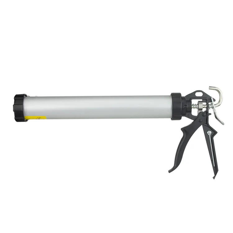 White Portable Tool Mortar Pneumatic 600ml Metal Tube Sausage Sealant Glass Glue Caulking Gun