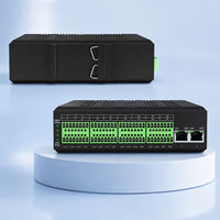 Server Serial 16 Saluran Kelas Industri DIN Rail 16 Saluran RS232 RS422 RS485 ke Dual 100M Ethernet dengan SSL MQTT SNMP