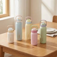 Bouteille d'eau sport en acier inoxydable 304 à isolation sous vide, isolation thermique 12-24 heures, forme de balle, design moderne minimaliste