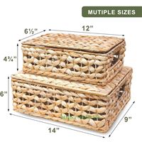 Ensemble Ecoka de 2 paniers de rangement rectangulaires écologiques en rotin naturel avec couvercles, organisateur multifonctionnel pour vêtements et décoration intérieure