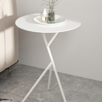 Vente en gros Petite table d'appoint ronde en métal pour café en métal noir pour patio et balcon