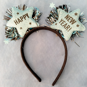 Fascia per capelli a cinque <span class=keywords><strong>stelle</strong></span> per <span class=keywords><strong>capodanno</strong></span> con luci lampeggianti per decorazioni per feste Happy New Year Headband - Product Image 3