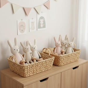 Panier de rangement rectangulaire en jacinthe d'eau Bobai avec poignée pour le pain, les fruits, l'organisation de la cuisine, grand et moyen format - Product Image 3