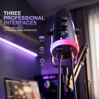 Microphone à condensateur USB YU7 AI RGB avec réduction de bruit IA, XLR 24 bits/48 KHz pour ordinateur de bureau filaire 5.0/bras articulé pour podcast