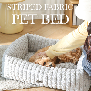 Cama de terciopelo de lujo para perros, accesorios de cama OEM para mascotas, tela a rayas con forma rectangular, duraderos, cómodos sofás para mascotas - Product Image 1