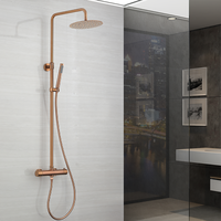 Mitigeur de douche thermostatique brossé style hôtelier avec barre coulissante et jet pluie - Ensemble mural moderne et minimaliste en acier inoxydable 304 avec cartouche céramique