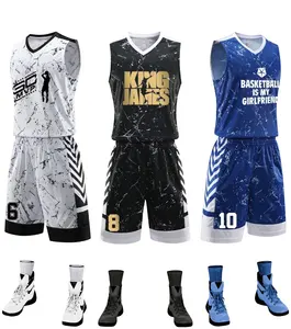 Оптовая продажа, одежда для баскетбола на заказ, новейшие баскетбольные майки и шорты, дизайнерская двухсторонняя баскетбольная форма с сублимационной печатью