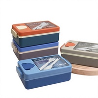 Boîte à lunch simple en plastique pour étudiants, boîte bento à compartiments pour employés de bureau, compatible micro-ondes, avec récipient à sauce, boîte à lunch japonaise