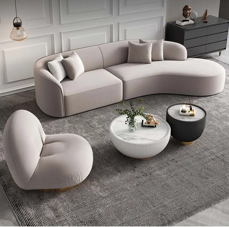 High Density Foam Polster kissen Leder 7-Sitzer-Sofa mit Kissen Wohnzimmer Samt Stoff Sofa Möbel