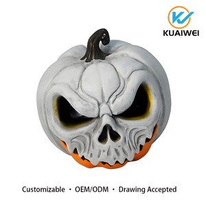 Estatua <span class=keywords><strong>de</strong></span> Calabaza Blanca <span class=keywords><strong>de</strong></span> Resina con Luz, Decoración <span class=keywords><strong>de</strong></span> <span class=keywords><strong>Halloween</strong></span> para Exteriores con Temática <span class=keywords><strong>de</strong></span> Casa Embrujada - Product Image 4