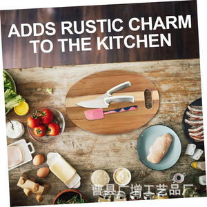 Acacia <b>Wood</b> Cutting Board Oval With Handle Solid <b>Wood</b> Chopping <b>Block</b> For Kitchen Use - Product Image 4