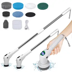 Nhà Bếp Làm Sạch Màu Đen Ma Thuật Bàn Chải 8 Trong 1 Sạch Hơn Phòng Tắm Sạch Bàn Chải Quay Scrubber Làm Sạch Bàn Chải Điện