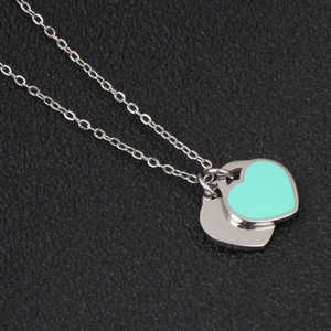 Collier superposé en forme de cœur, chaîne de clavicule en acier inoxydable bleu pour femmes, bijoux à porter au quotidien, cadeau - Product Image 3