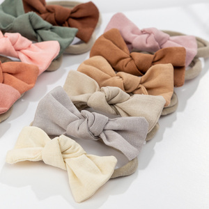 High Quality Nylon <strong>Headband</strong> <strong>Baby</strong> Girls Solid Color Linen Knot Tiny <strong>Baby</strong> Girl <strong>Headbands</strong> and Bows - Product Image 6